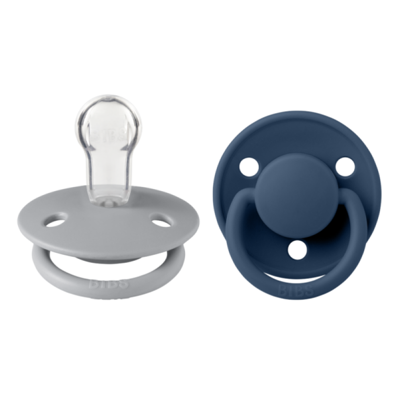 Bibs Σετ Πιπίλες 2τμχ  – De Lux –Cloud/Steel Blue – Στρογγυλή/Σιλικόνη One Size     