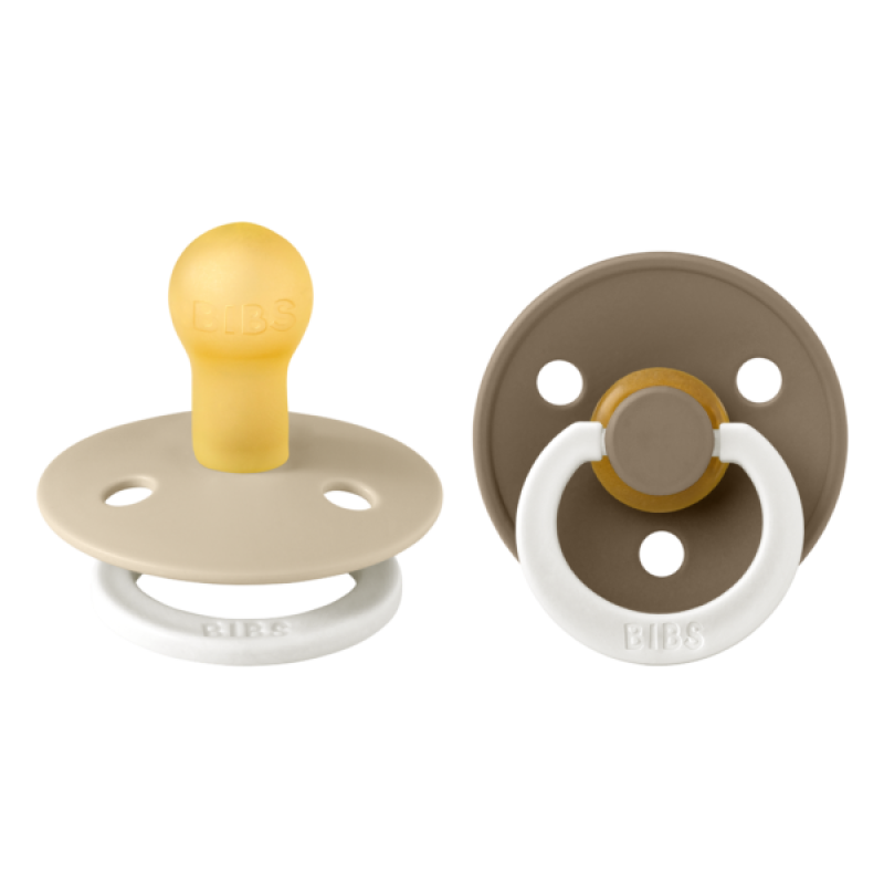 Bibs  Σετ Πιπίλες Colour 2τμχ  – Vanilla/Dark Oak Glow –  Στρογγυλή No1