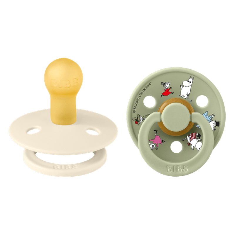 BIBS Moomin Colour Πιπίλες 2 Τεμάχια Friends Ivory - Sand 0 + Μηνών 