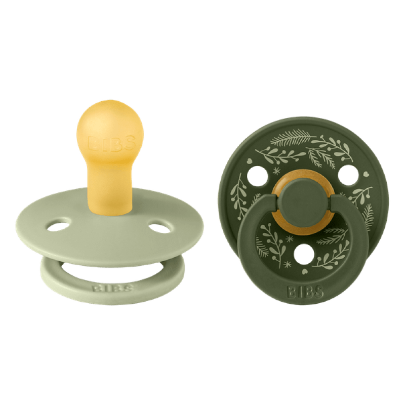 BIBS Colour Holiday Leaf Πιπίλες 2 Τεμάχια Sage/Hunter Green No2 6+ Μηνών