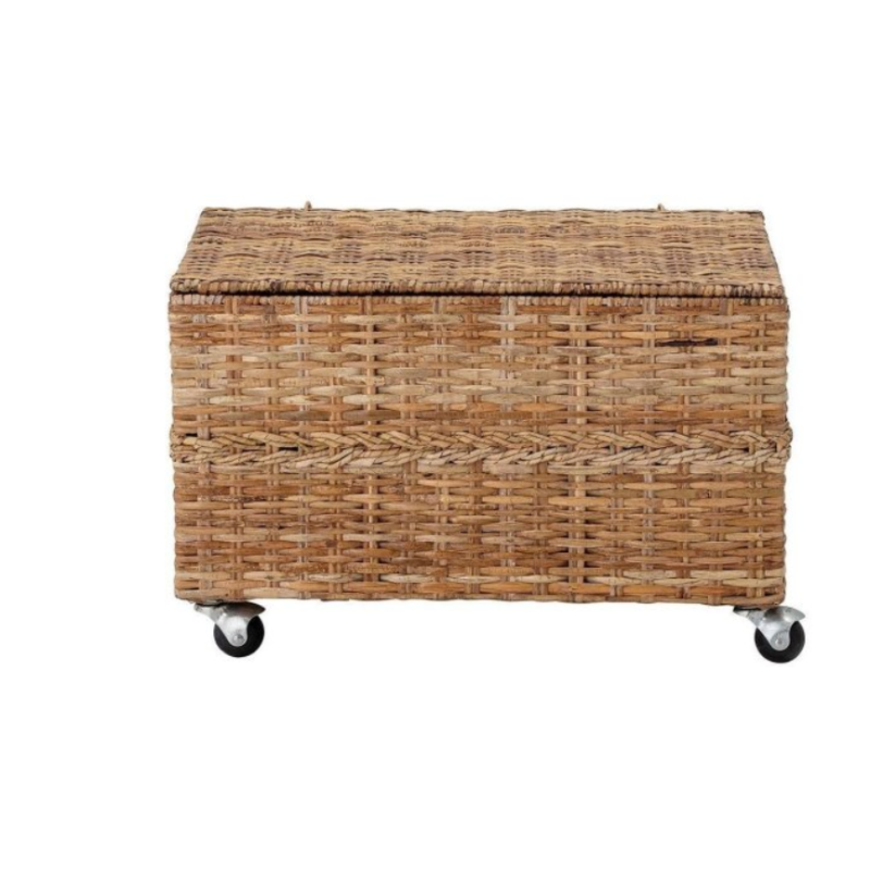 Καλάθι Αποθήκευσης Bamboo Rattan Με Ροδάκια 56x35.5x40cm