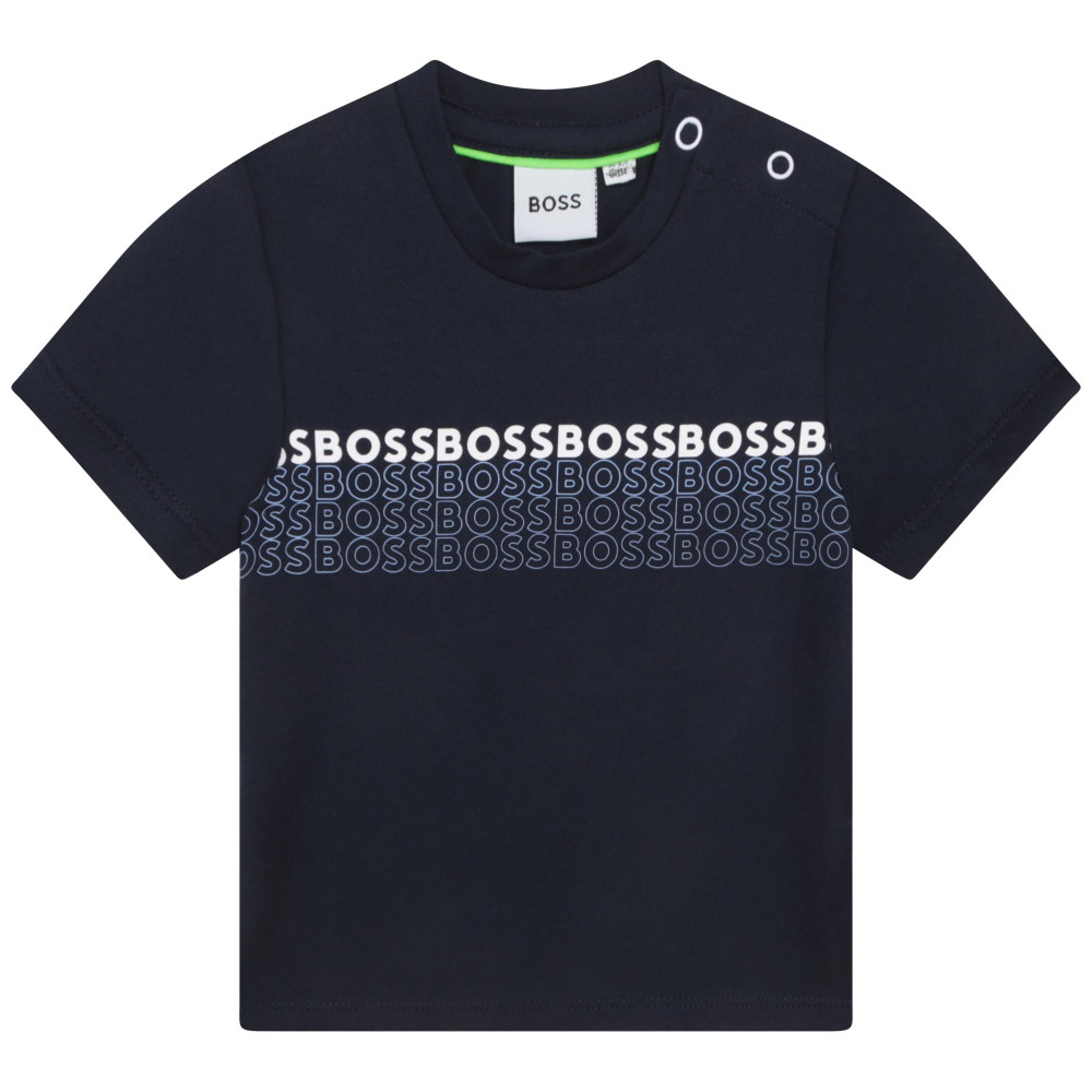 Boss Παιδική Βαμβακερή Μπλούζα Navy Blue Boss Παιδική Βαμβακερή Μπλούζα Navy Blue