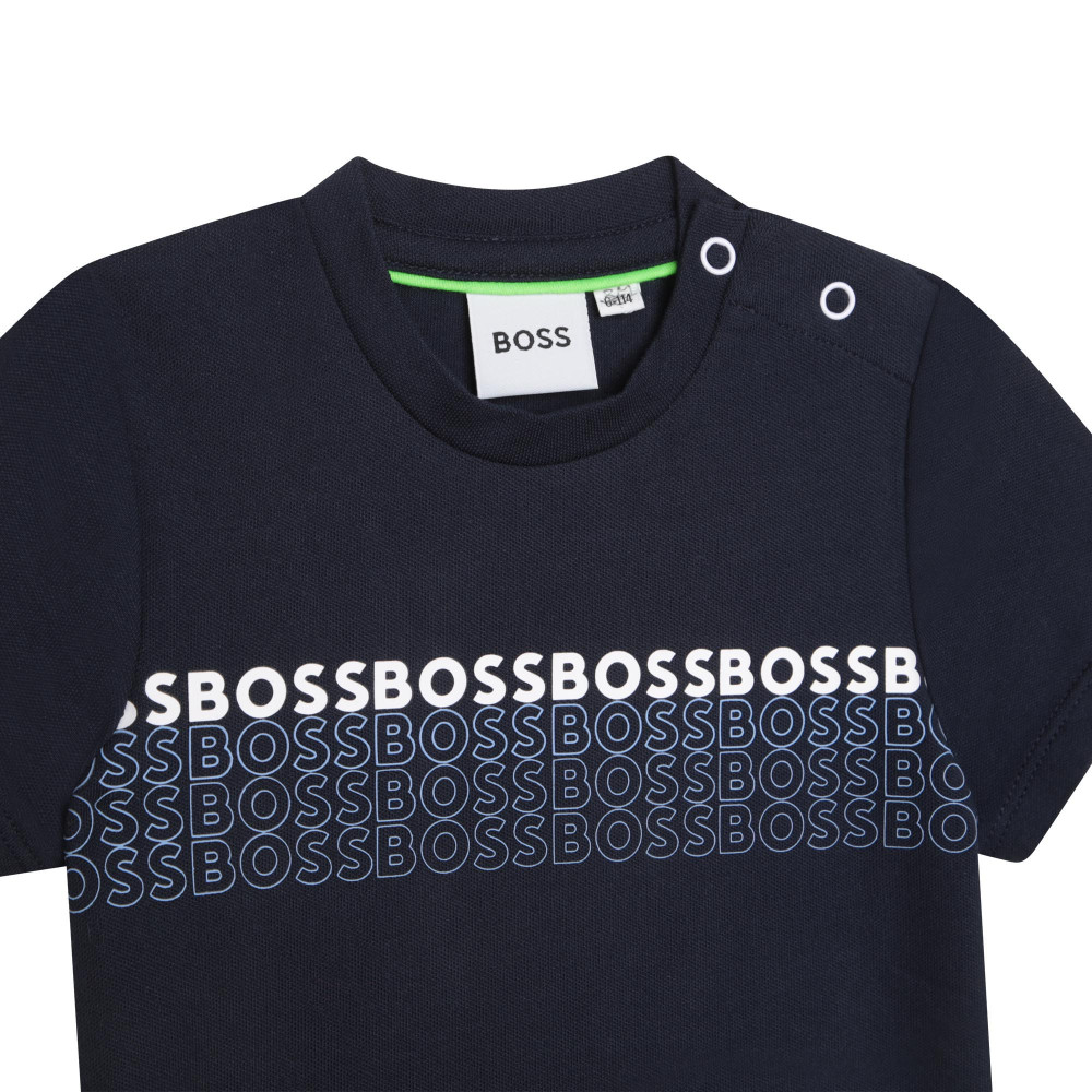 Boss Παιδική Βαμβακερή Μπλούζα Navy Blue Boss Παιδική Βαμβακερή Μπλούζα Navy Blue