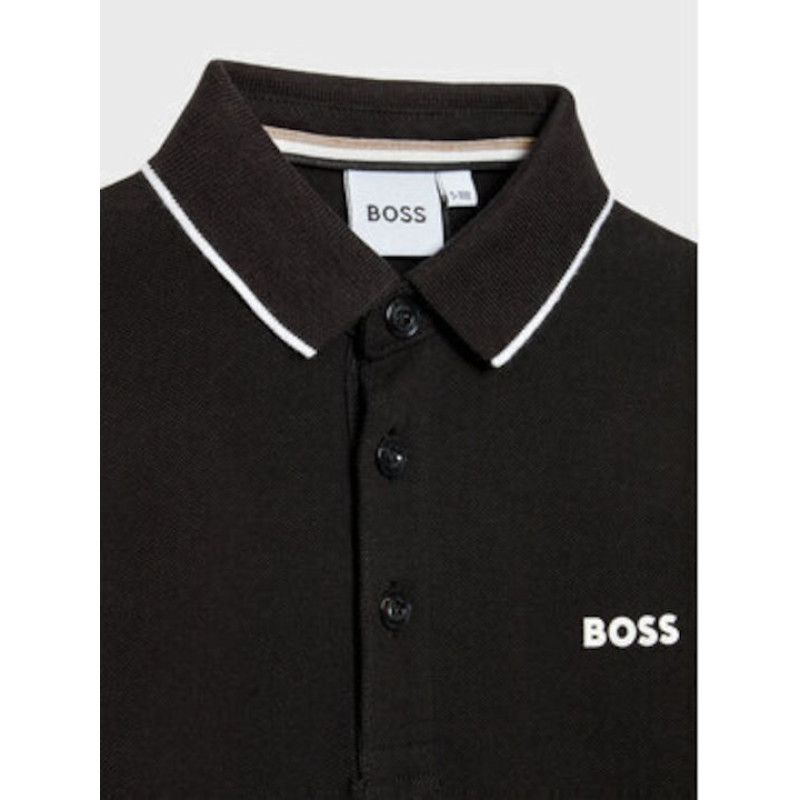 Boss Παιδική Μπλούζα Polo Μακρυμάνικη Μαύρη Boss Παιδική Μπλούζα Polo Μακρυμάνικη Μαύρη