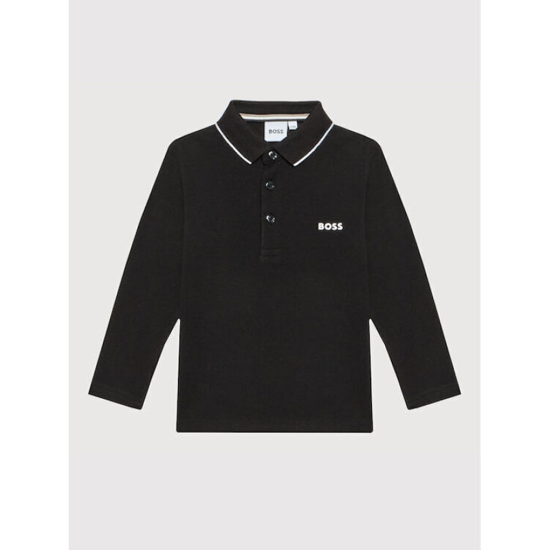 Boss Παιδική Μπλούζα Polo Μακρυμάνικη Μαύρη Boss Παιδική Μπλούζα Polo Μακρυμάνικη Μαύρη