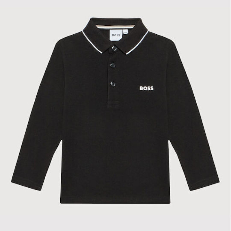 Boss Παιδική Μπλούζα Polo Μακρυμάνικη Μαύρη