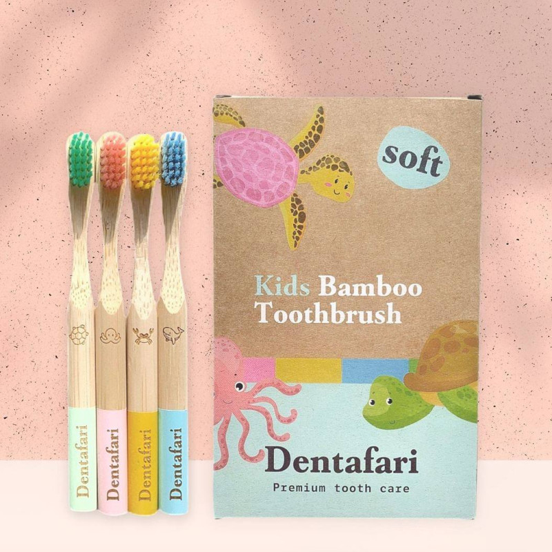 Dentafari Παιδική Οδοντόβουρτσα Bamboo Σετ 4 Τεμαχίων Dentafari Παιδική Οδοντόβουρτσα Bamboo Σετ 4 Τεμαχίων