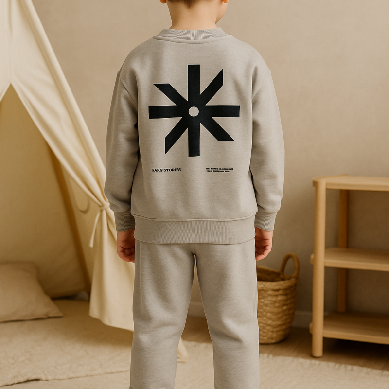 Gang Παιδικές Φόρμες Σετ Μπλούζα & Παντελόνι Γκρι - Μπεζ