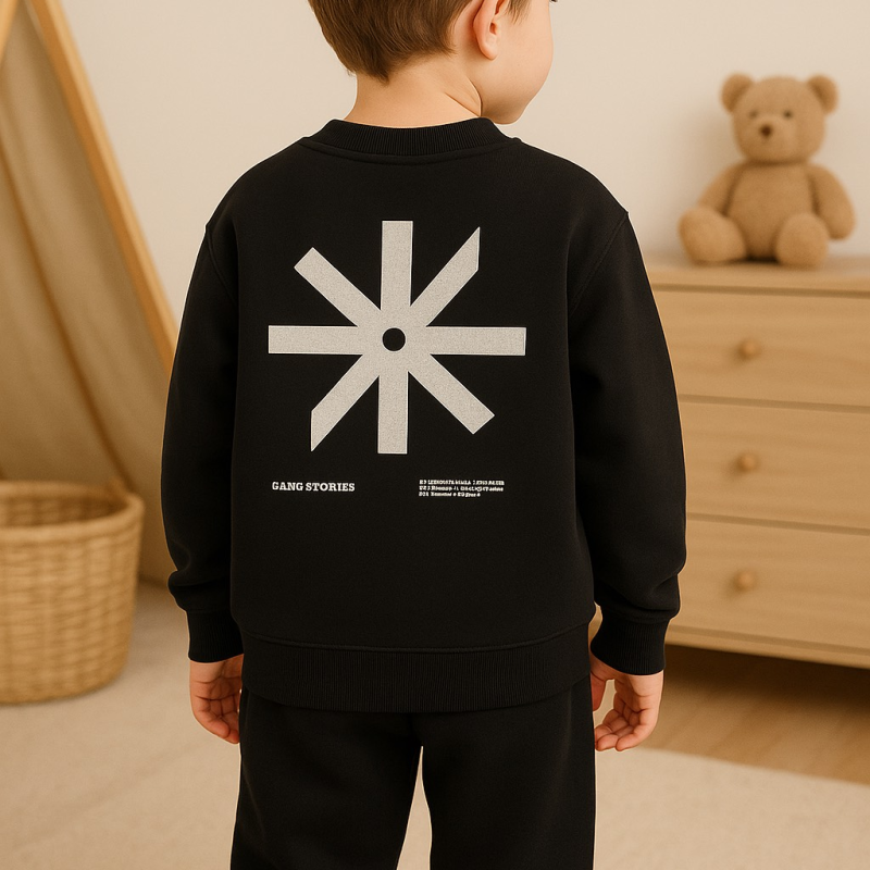 Gang Παιδικές Φόρμες Μαύρη Μπλούζα & Μαύρο Παντελόνι 