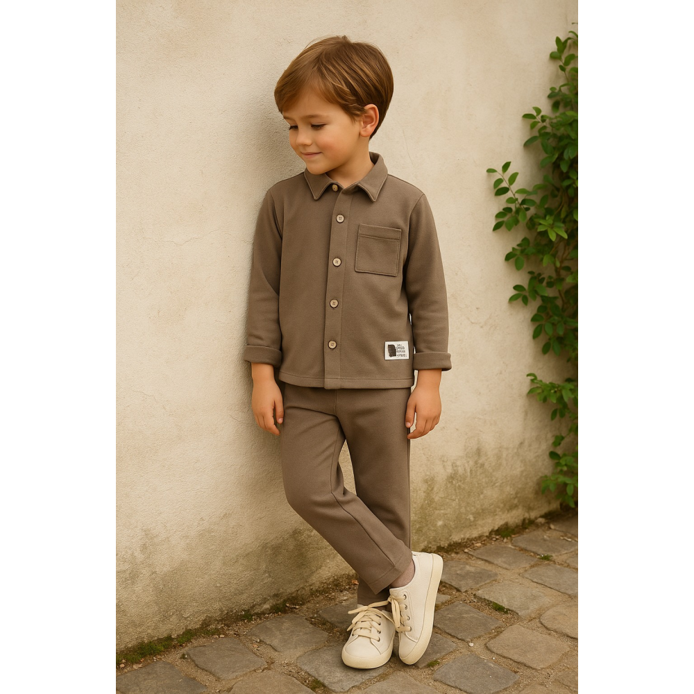 Παιδικό  Σετ Πουκάμισο Με Παντελόνι – Γήινο Ταμπα 
