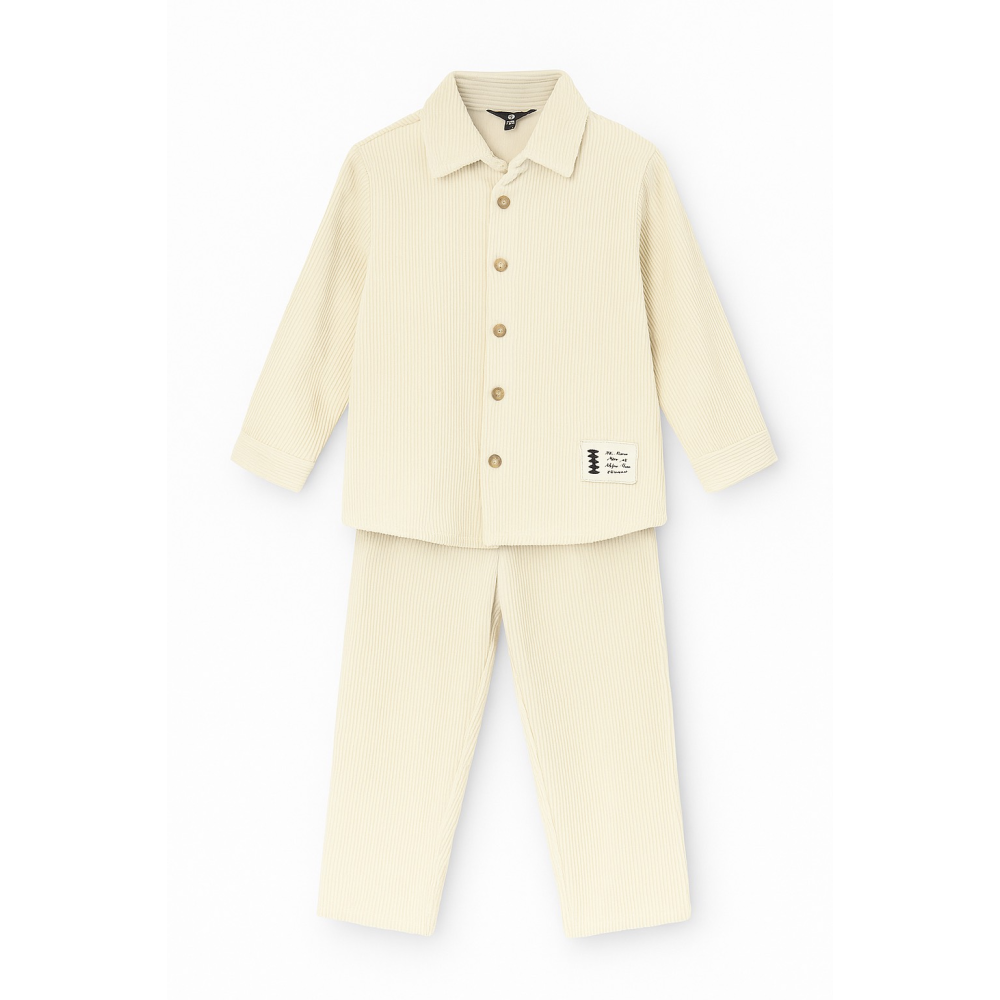 Παιδικό Κοτλέ Σετ Πουκάμισο Με Παντελόνι – Εκρού