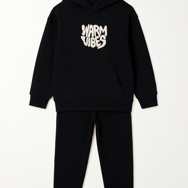 Gang Παιδικές Φόρμες Μαύρη Μπλούζα Με Κουκούλα & Μαύρο Παντελόνι 