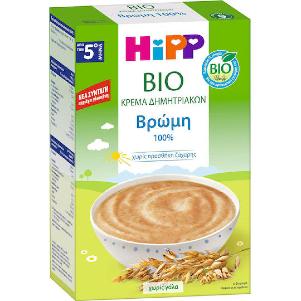 HIPP Bio Kρέμα Χωρίς Γάλα Με Βρώμη Από Τον 5ο Μήνα 200gr