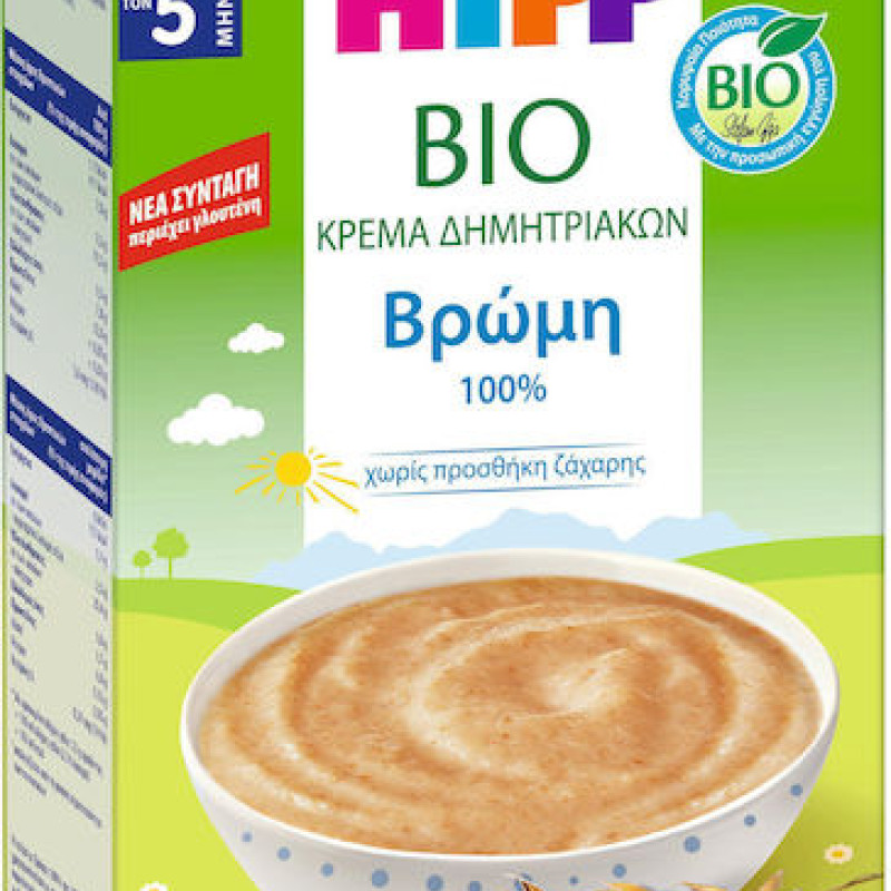 HIPP Bio Kρέμα Χωρίς Γάλα Με Βρώμη Από Τον 5ο Μήνα 200gr