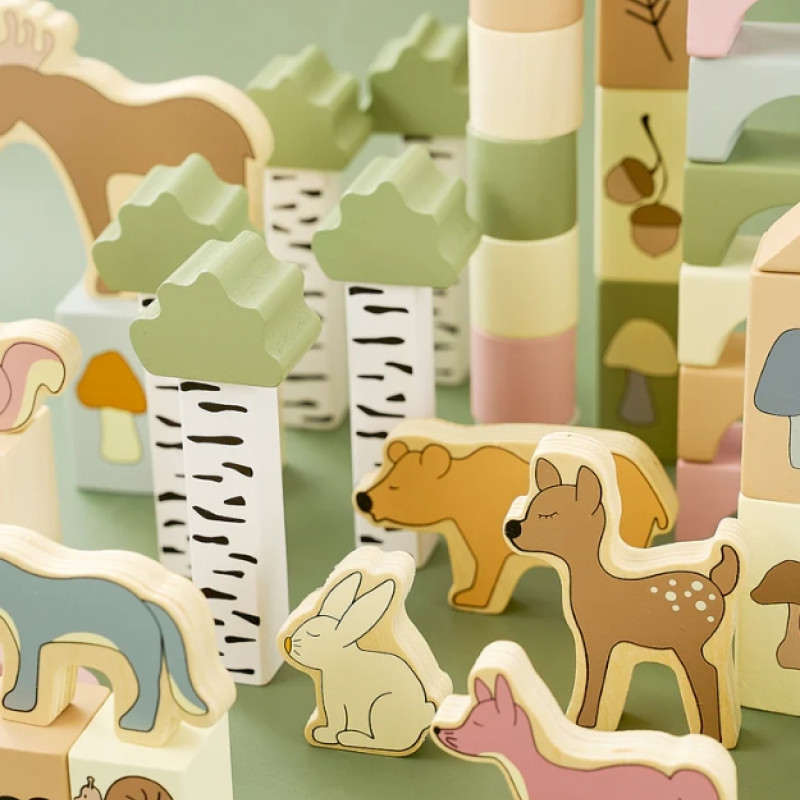 Jabadabado Ξύλινα Τουβλάκια Κατασκευών Και Ζωάκια Forest