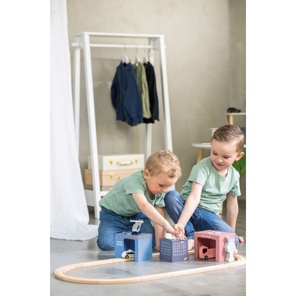 Jabadabado Ξύλινος σιδηρόδρομος με οχήματα διάσωσης