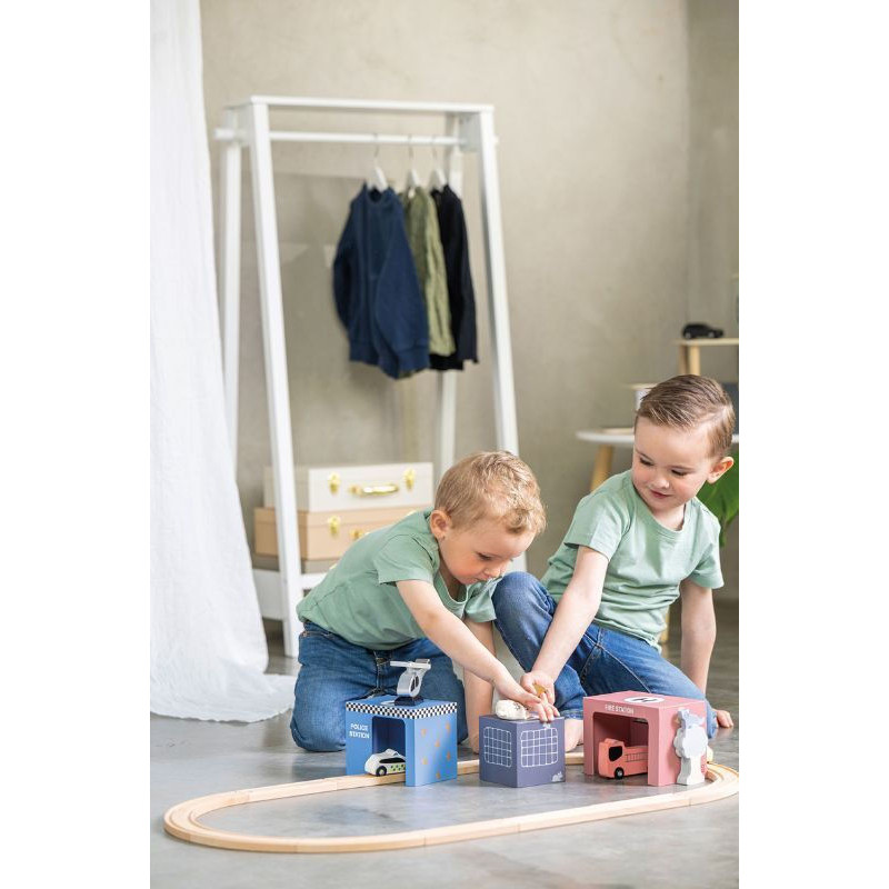 Jabadabado Ξύλινος σιδηρόδρομος με οχήματα διάσωσης