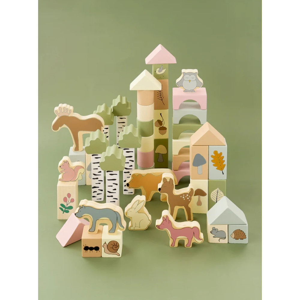 Jabadabado Ξύλινα Τουβλάκια Κατασκευών Και Ζωάκια Forest