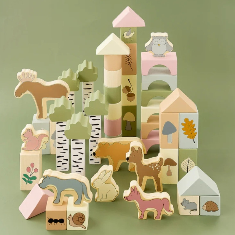 Jabadabado Ξύλινα Τουβλάκια Κατασκευών Και Ζωάκια Forest