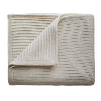 Knitted Baby Blanket Ribbed Beige Melange Knitted Baby Blanket Ribbed Beige Melange