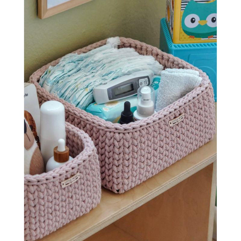 Little Moses Καλάθι Οργάνωσης Βρεφικών Καλλυντικών Pastel Pink 28Χ28Χ13 cm