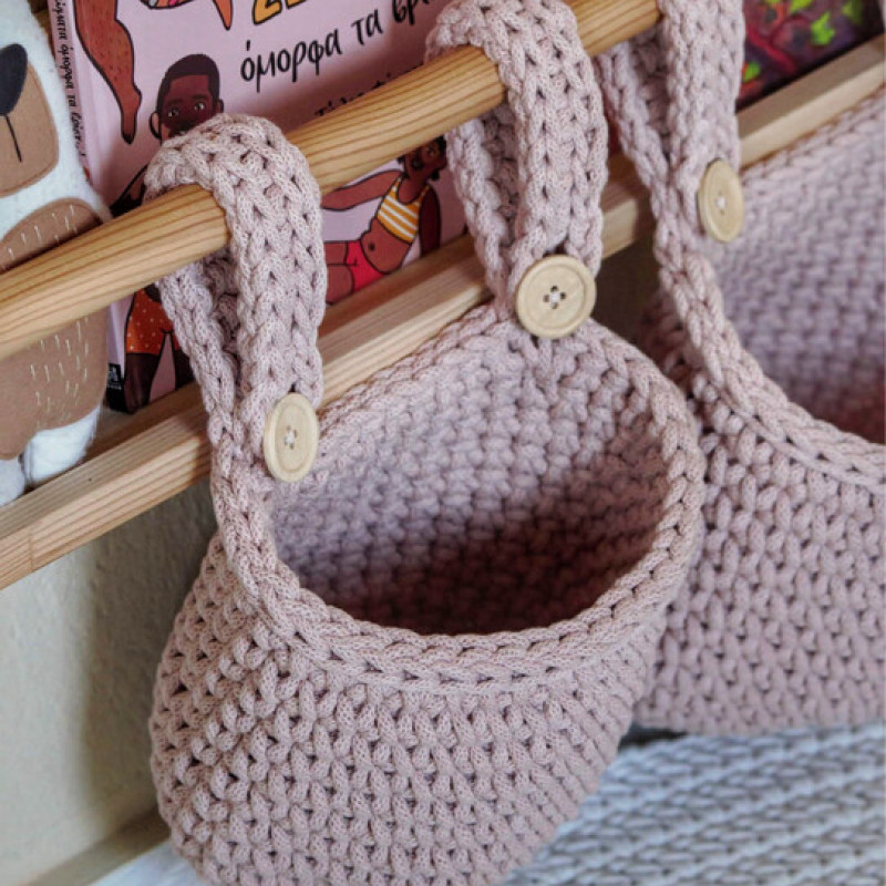 Little Moses Κρεμαστό Καλάθι Αποθήκευσης Pastel Pink Little Moses Κρεμαστό Καλάθι Αποθήκευσης Pastel Pink