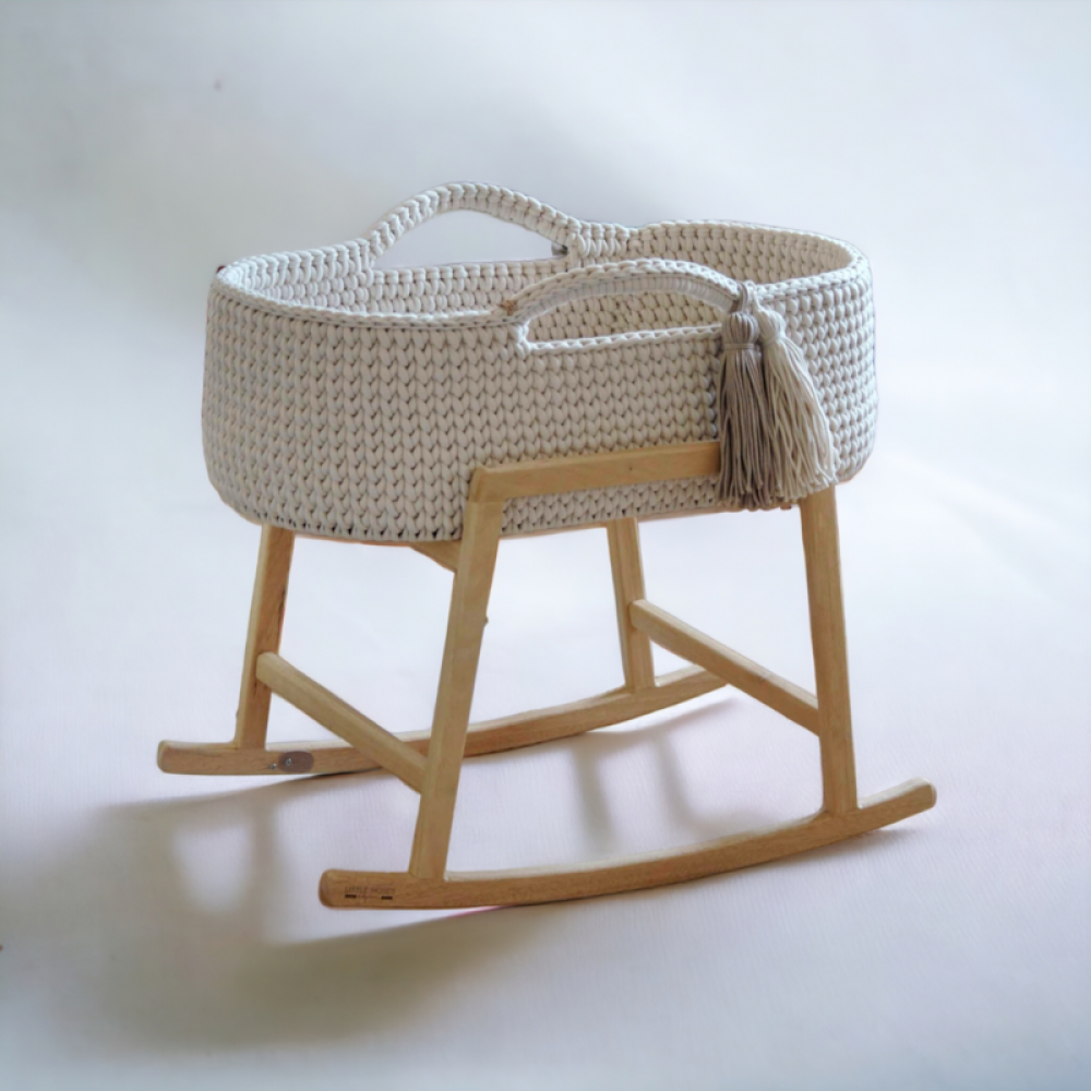 Καλαθούνα Λίκνο Μωρού Με Στρώμα & Βάση - Cream