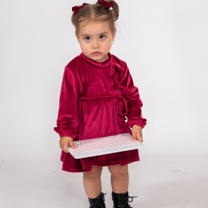 Βελούδινο Παιδικό Φόρεμα Με Φιόγκο