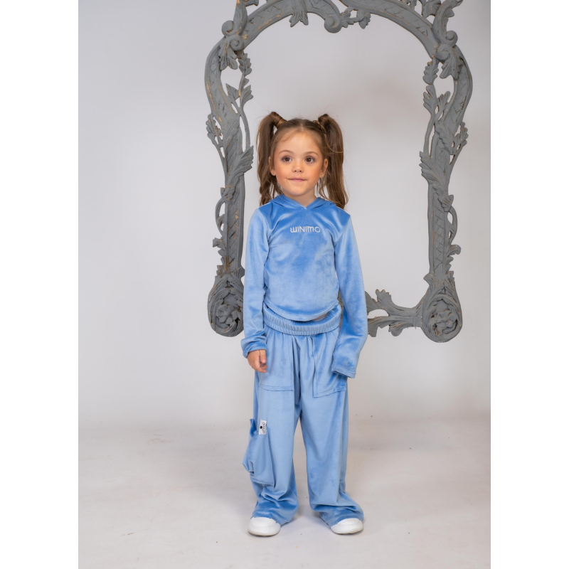 Minimo Σετ Φούτερ 2 Tεμαχίων  Βελουτέ Μπλούζα Με Κάργκο Παντελόνι