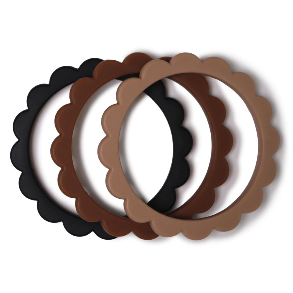 Σετ 3 Μασητικά Βραχιολάκια Σιλικόνης Flower Black-Natural-Caramel Σετ 3 Μασητικά Βραχιολάκια Σιλικόνης Flower Black-Natural-Caramel