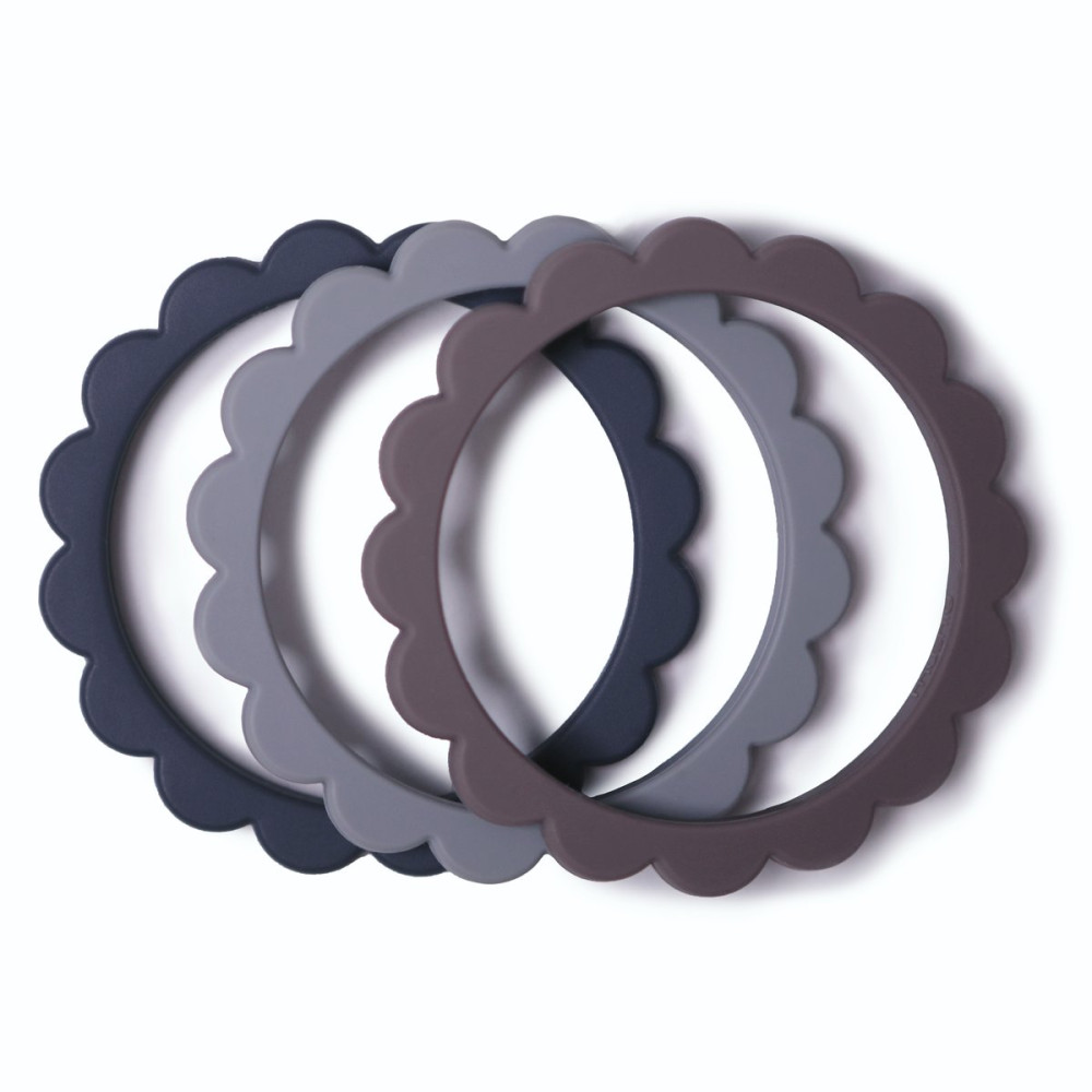 Σετ 3 Μασητικά Βραχιολάκια Σιλικόνης Flower Steel-Dove Gray-Stone Σετ 3 Μασητικά Βραχιολάκια Σιλικόνης Flower Steel-Dove Gray-Stone