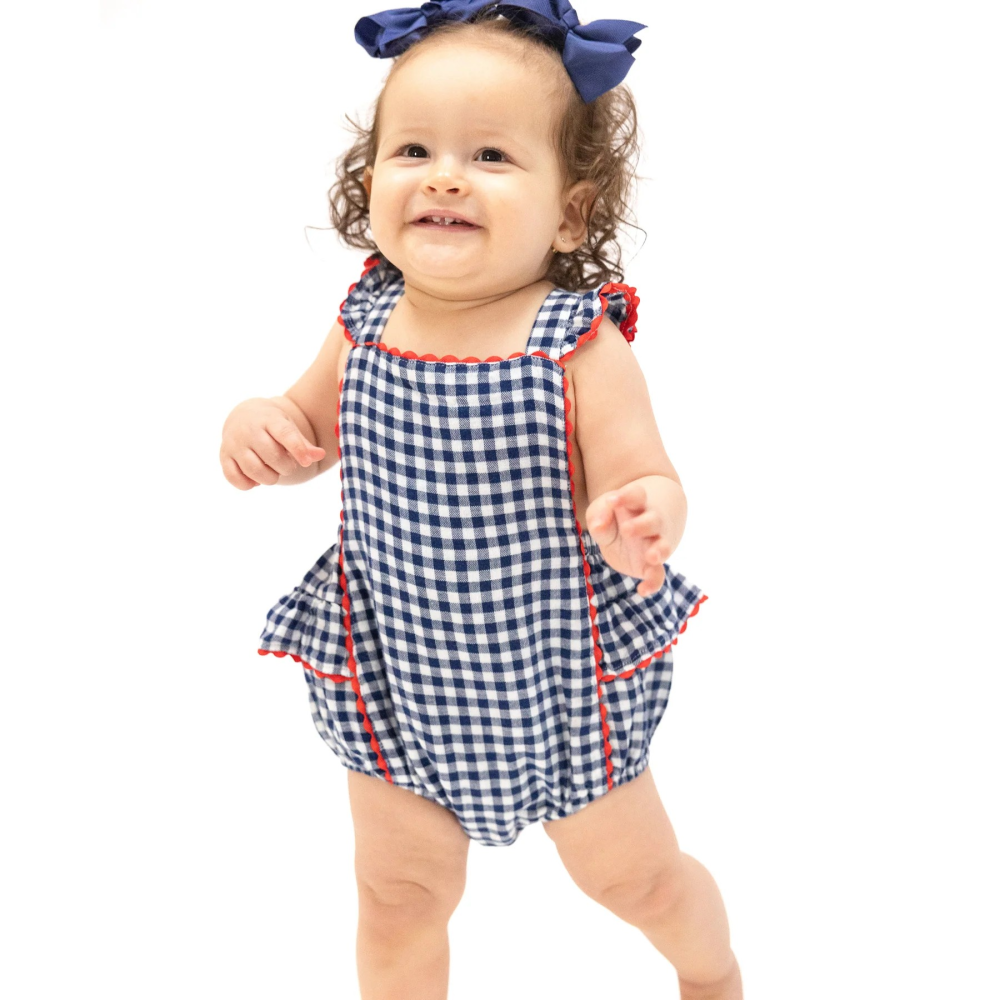 Βρεφικό Βαμβακερό Κορμάκι Navy Gingham Βρεφικό Βαμβακερό Κορμάκι Navy Gingham