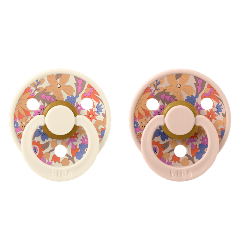 Bibs X Liberty Σετ Πιπίλες 2τμχ – June Blossom Blush Mix – Στρογγυλή No1