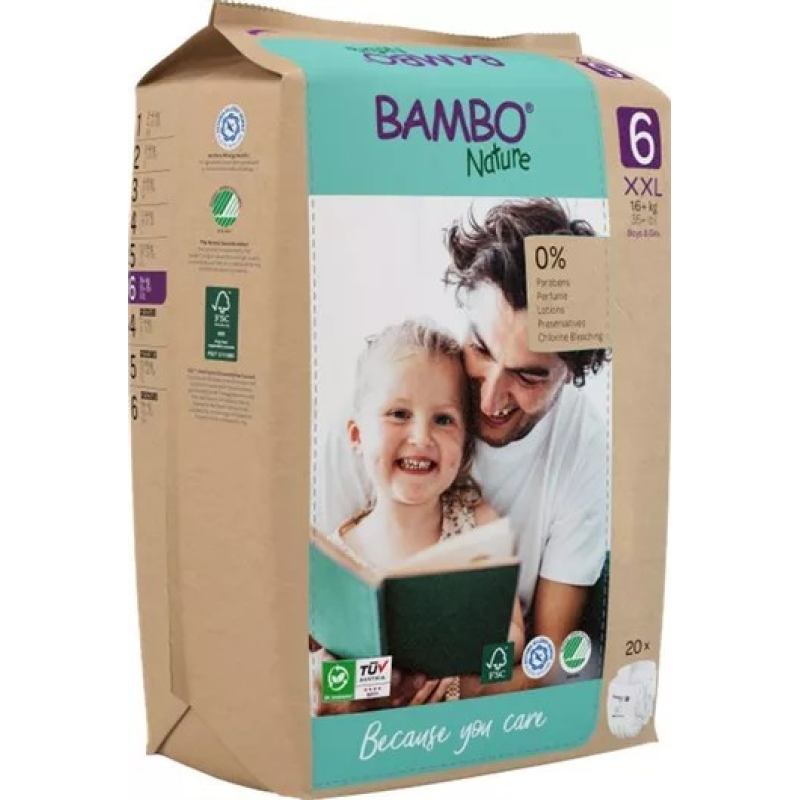 Bambo Nature Eco Friendly Πάνες Με Αυτοκόλλητο No6 Για 16+ Kg 20Τμχ Bambo Nature Eco Friendly Πάνες Με Αυτοκόλλητο No6 Για 16+ Kg 20Τμχ