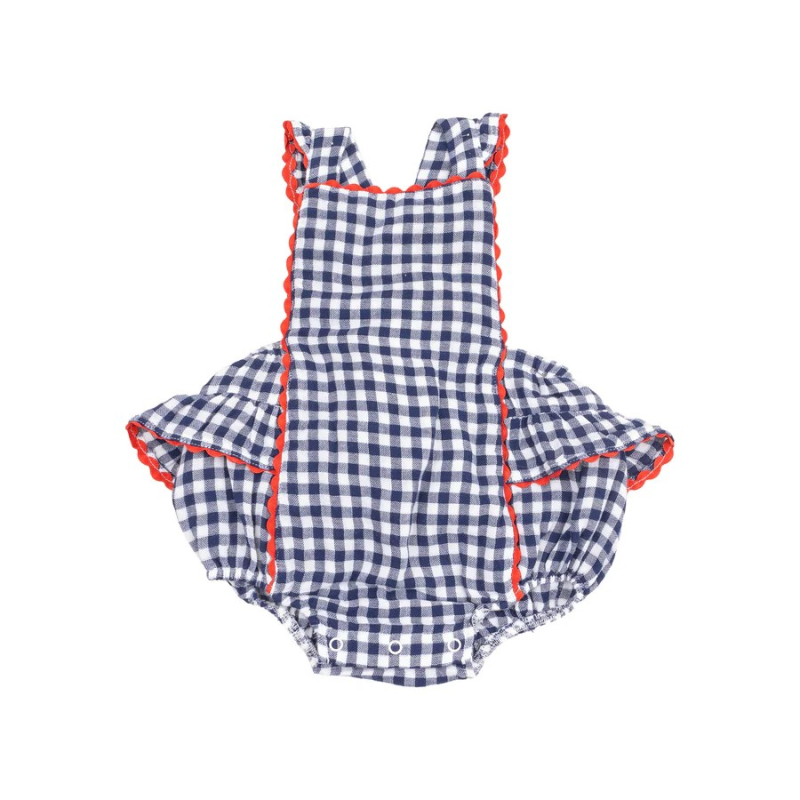 Βρεφικό Βαμβακερό Κορμάκι Navy Gingham Βρεφικό Βαμβακερό Κορμάκι Navy Gingham