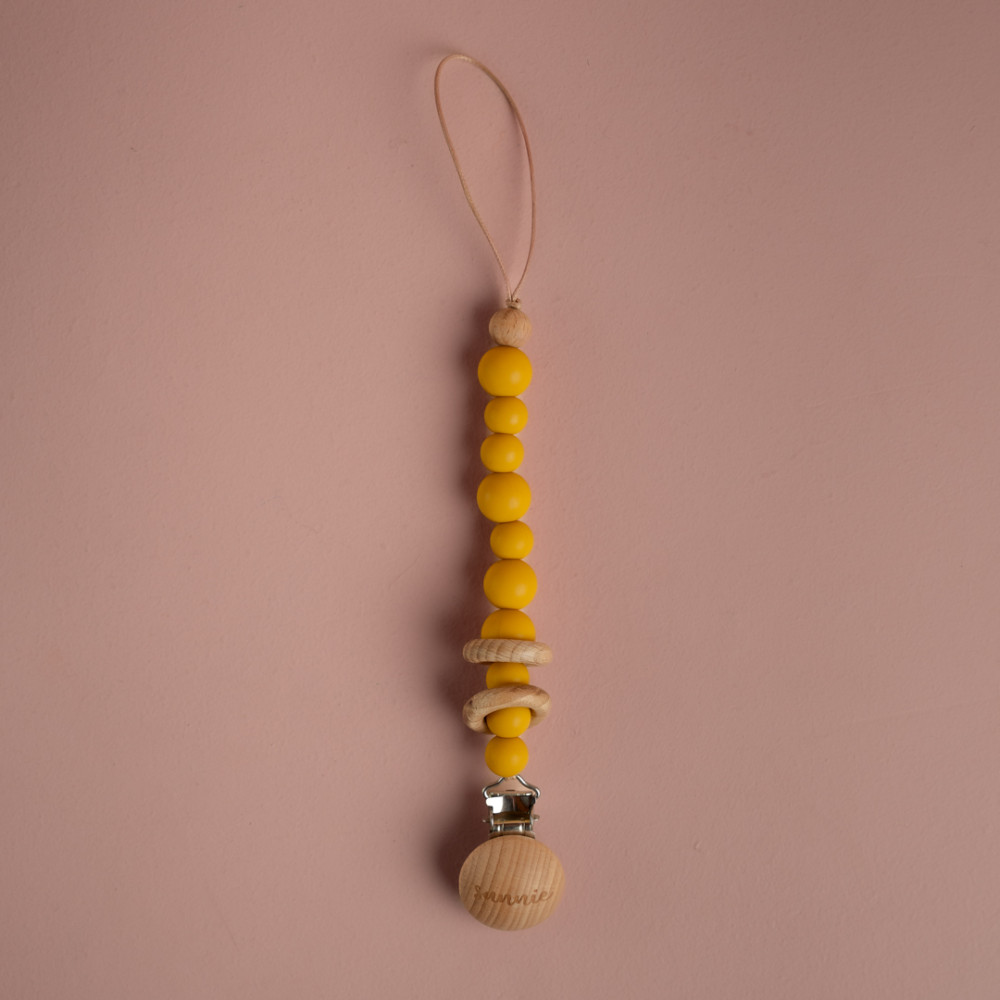 Sunnie Xειροποίητο κλιπ πιπίλας mustard teether Sunnie Xειροποίητο κλιπ πιπίλας mustard teether