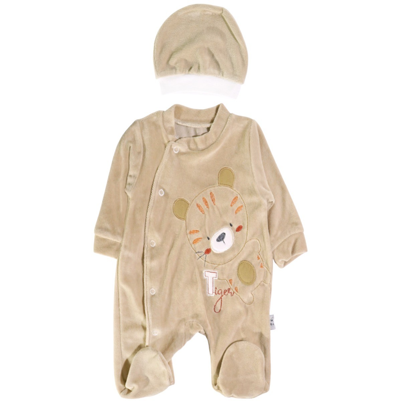 Efilix Baby Ολόσωμο Βελουτέ Φορμάκι Με Σκουφάκι «The Beige Tiger» Efilix Baby Ολόσωμο Βελουτέ Φορμάκι Με Σκουφάκι «The Beige Tiger»