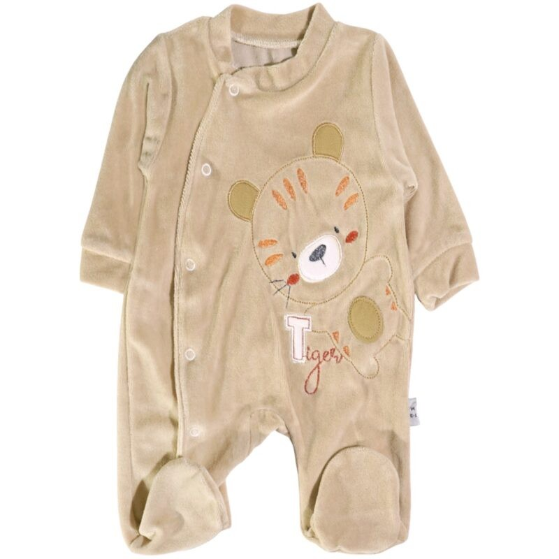Efilix Baby Ολόσωμο Βελουτέ Φορμάκι Με Σκουφάκι «The Beige Tiger» Efilix Baby Ολόσωμο Βελουτέ Φορμάκι Με Σκουφάκι «The Beige Tiger»