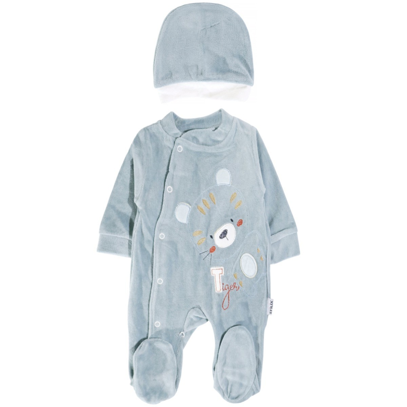 Efilix Baby Ολόσωμο Βελουτέ Φορμάκι Με Σκουφάκι «The Blue Tiger» Efilix Baby Ολόσωμο Βελουτέ Φορμάκι Με Σκουφάκι «The Blue Tiger»