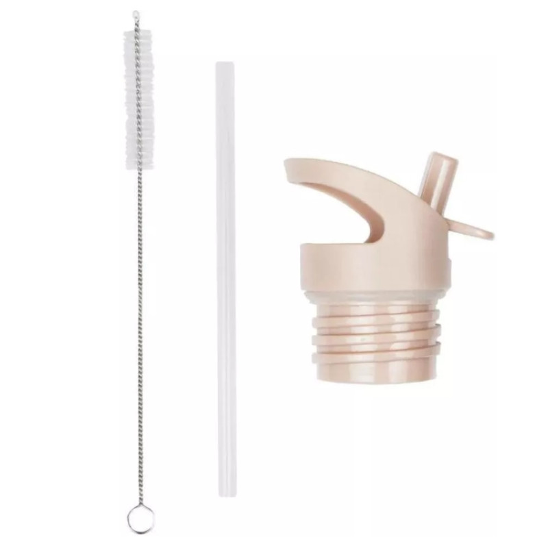 A Little Lovely Company Σετ καπάκι, καλαμάκι και βουρτσάκι Blossom Pink