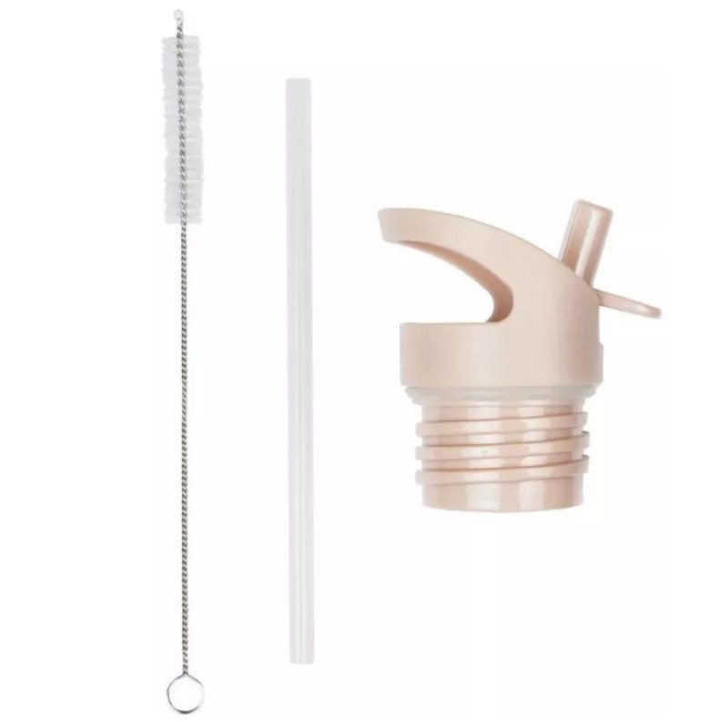 A Little Lovely Company Σετ καπάκι, καλαμάκι και βουρτσάκι Blossom Pink