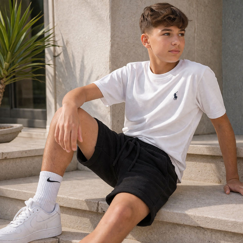 Παιδική Μαύρη Βερμούδα Αγόρι 100% Cotton Με Ελαστική Μέση