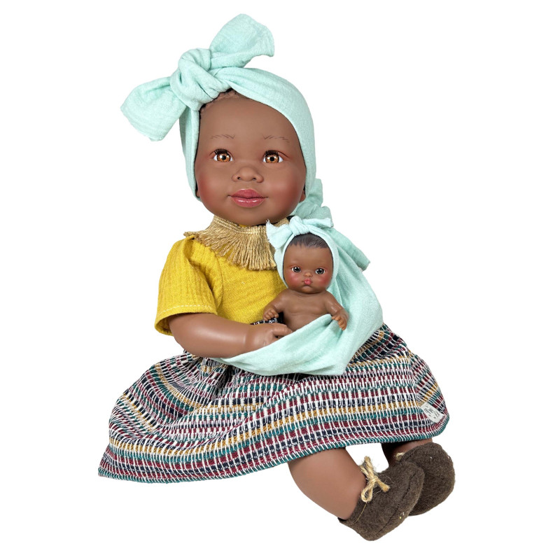 Nines D'Onil Παιδική Κούκλα Maria Με Μωρό Και Μάρσιπο Γαλάζιο - 45 εκ.