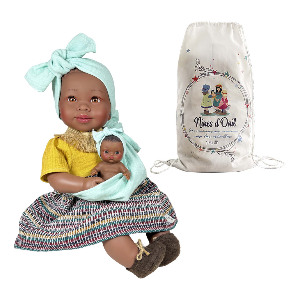 Nines D'Onil Παιδική Κούκλα Maria Με Μωρό Και Μάρσιπο Γαλάζιο - 45 εκ.