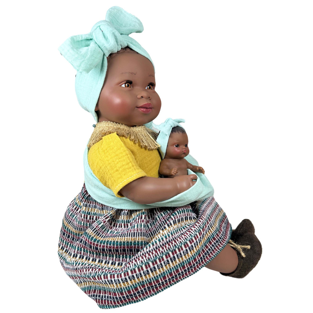 Nines D'Onil Παιδική Κούκλα Maria Με Μωρό Και Μάρσιπο Γαλάζιο - 45 εκ.