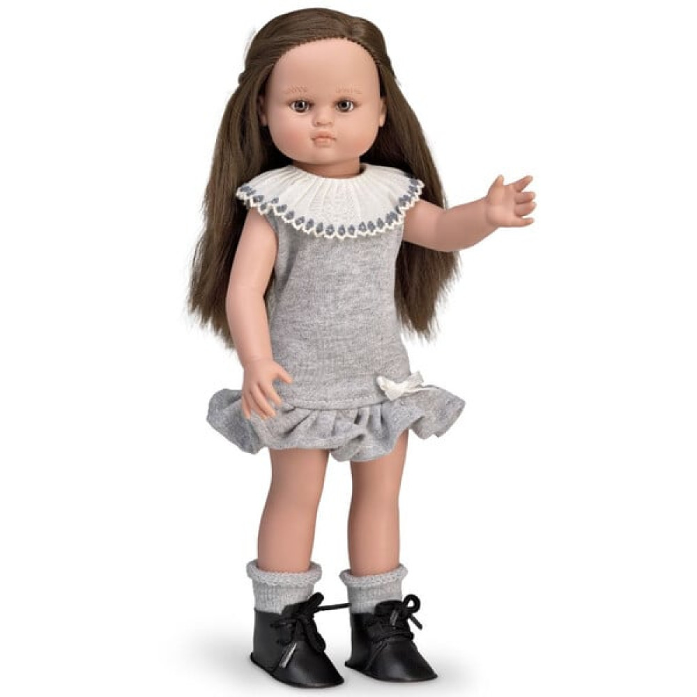 Magic Baby Παιδική Κούκλα "Nani Με Καστανά Μαλλιά Και Γκρι Vintage Φόρεμα" 33 cm 