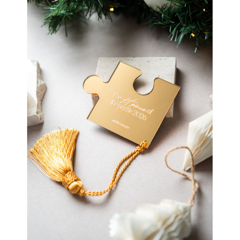 Γούρι Logo Κομμάτι Puzzle  Χρυσό Καθρέπτη Plexiglass