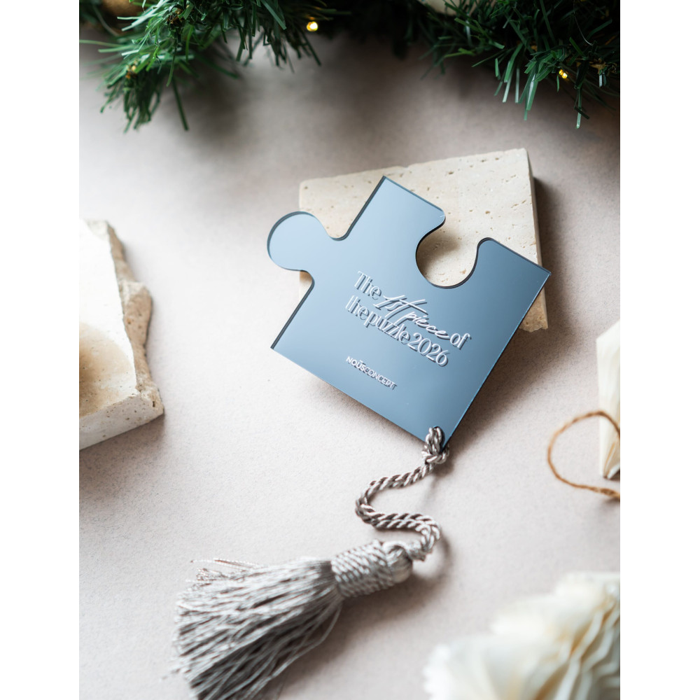 Γούρι Logo Κομμάτι Puzzle  Ανθρακί Καθρέπτη Plexiglass