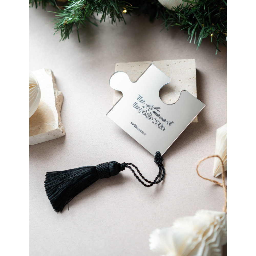 Γούρι Logo Κομμάτι Puzzle  Ασημί Καθρέπτη Plexiglass