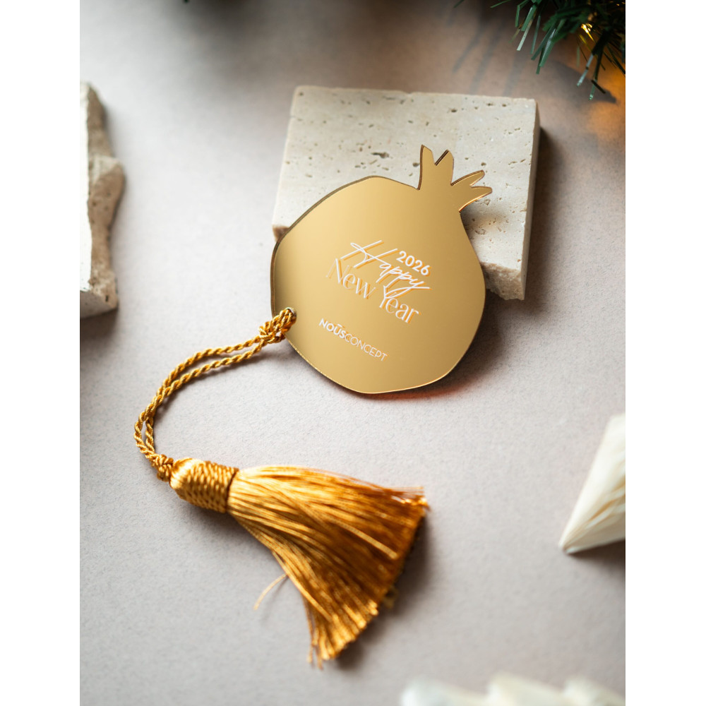  Γούρι Logo Ρόδι | Χρυσό Καθρέπτη Plexiglass